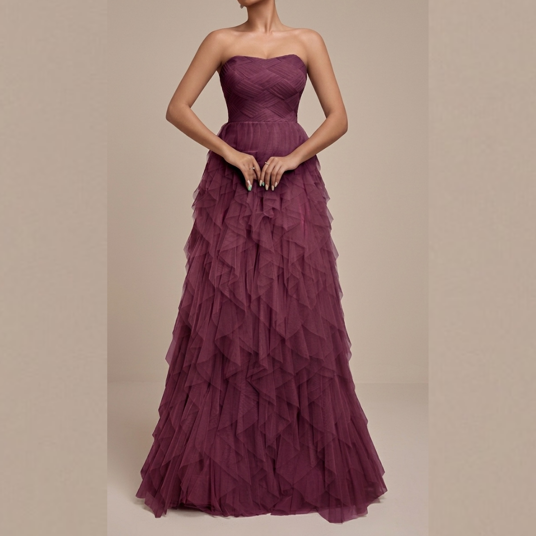 Vestido largo de tul purpura