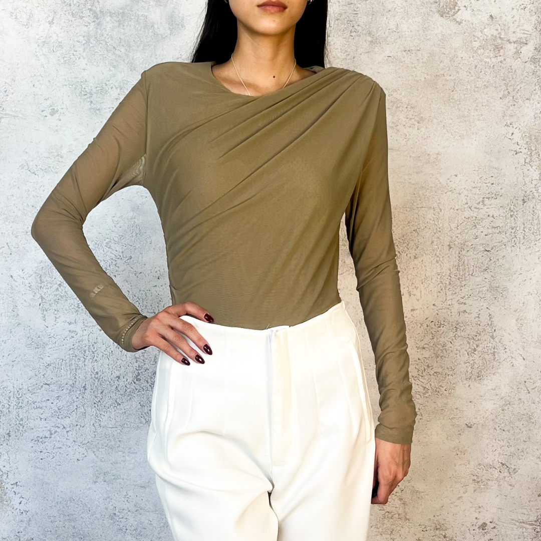 Body de mesh taupe