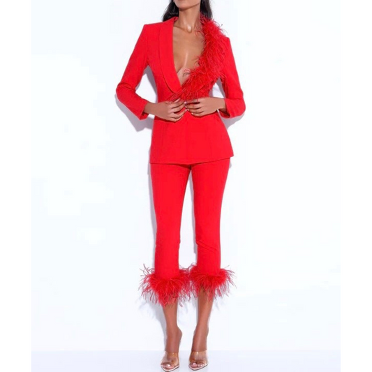 BLAZER RIBETE PLUMAS ROJO