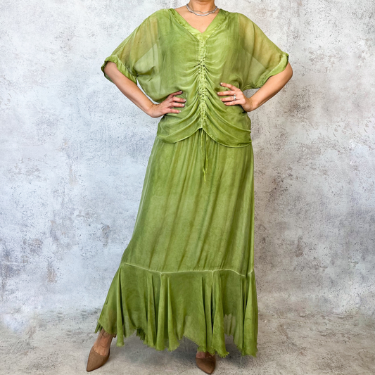 Set falda y blusa verde limon