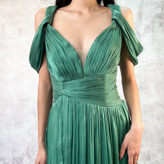 Vestido largo verde tornasol