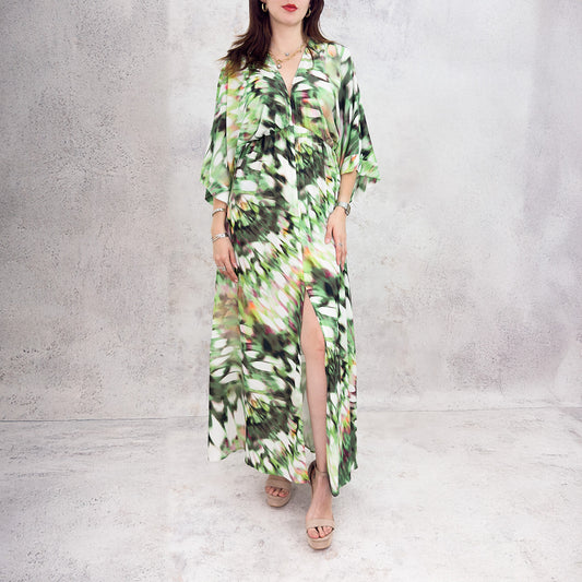 Vestido estilo kimono verde.