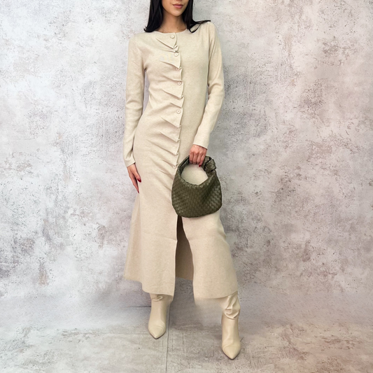 Vestido midi tejido detalle botones