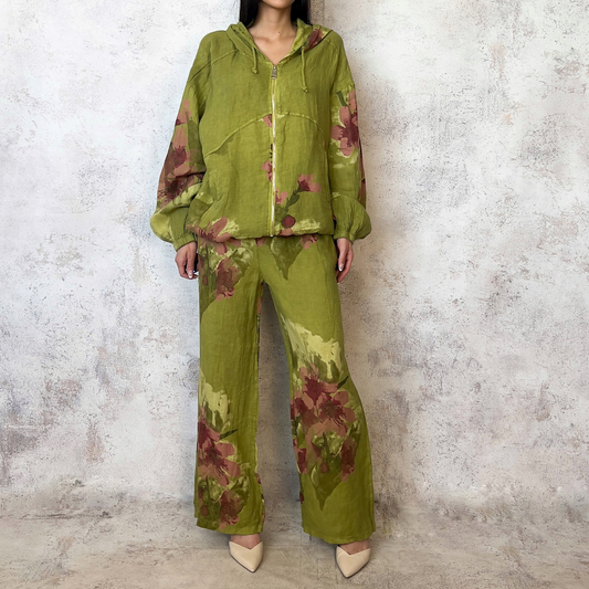 Conjunto de Lino chaqueta y pantalón lima