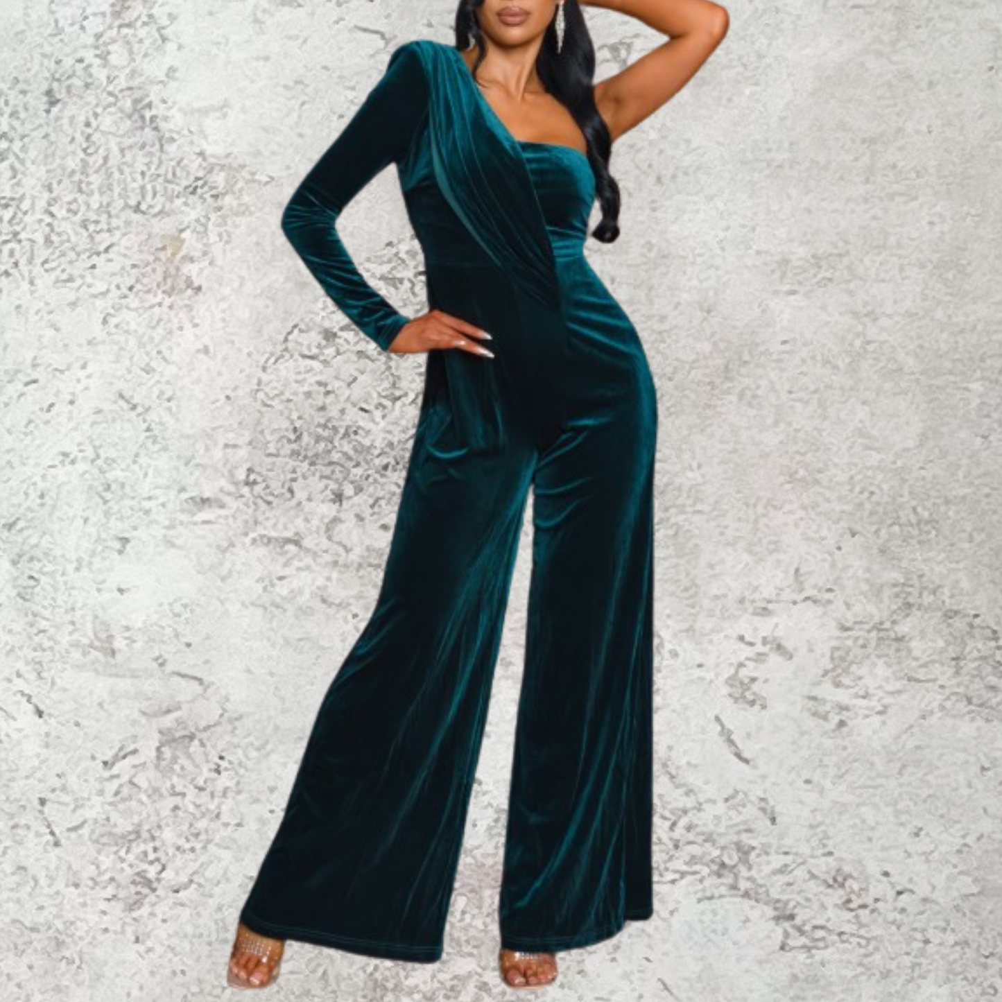 Jumpsuit de terciopelo verde