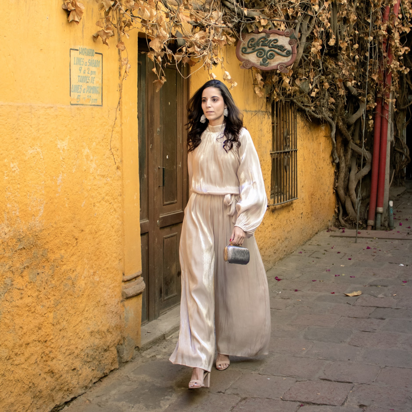 Jumpsuit beige tela organza