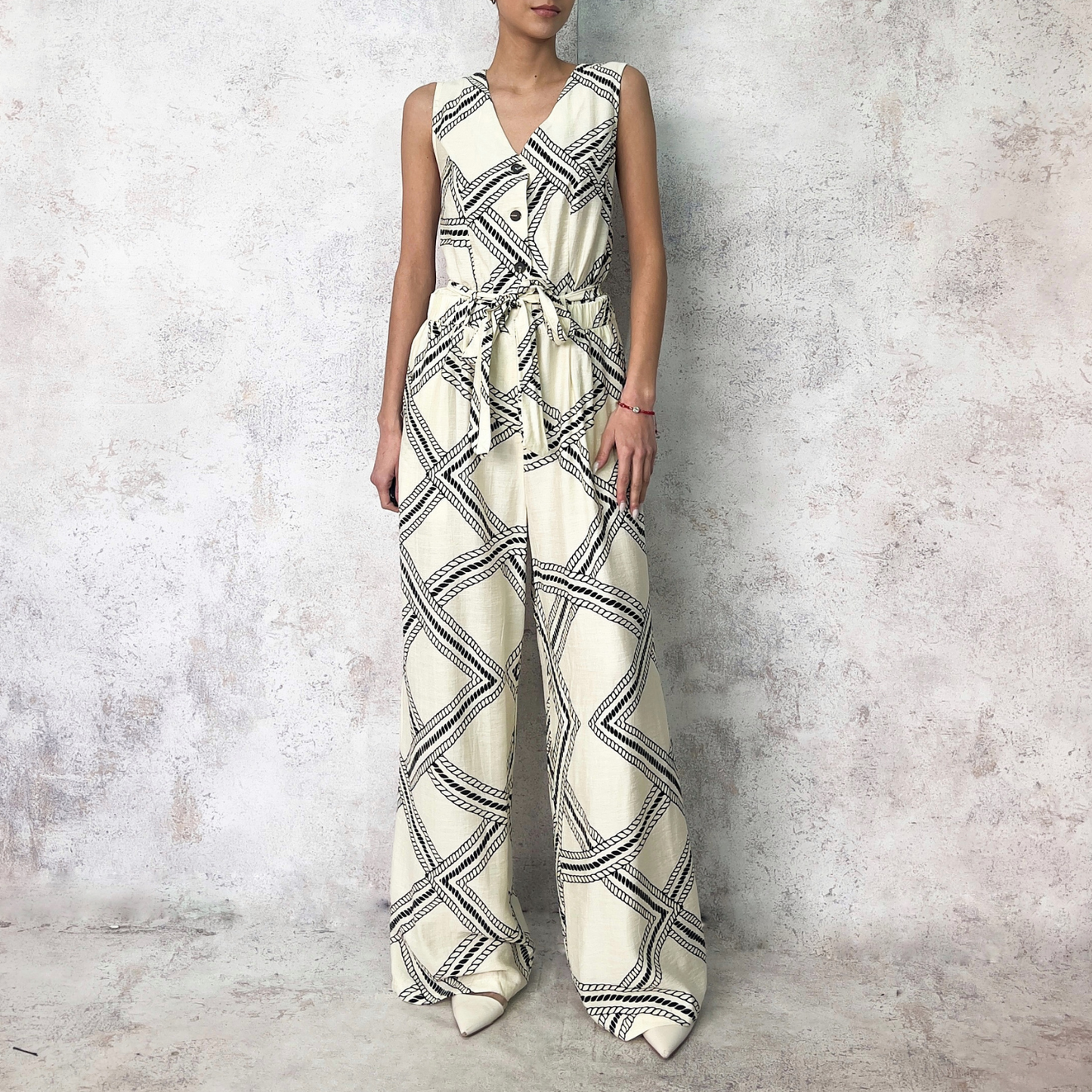 Jumpsuit beige estampado