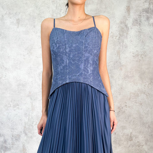 Vestido largo encaje en bustier