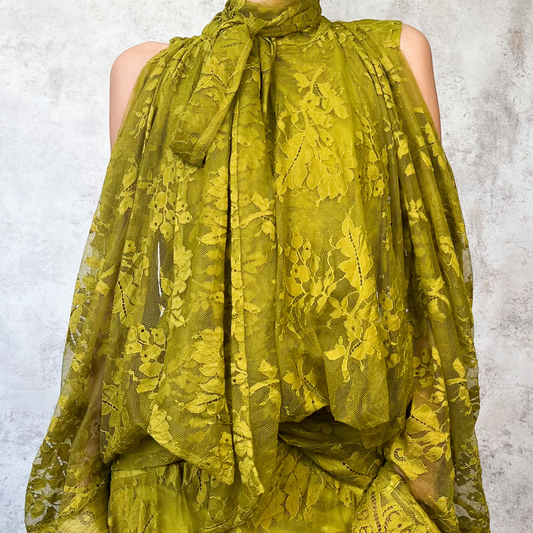 Vestido verde limon de encaje