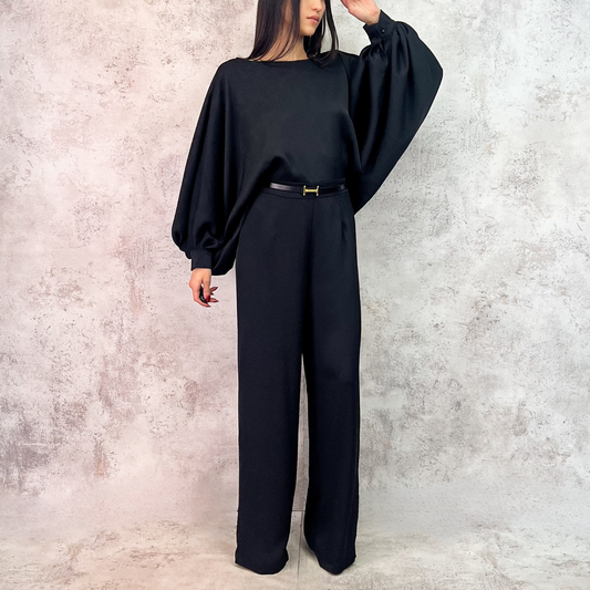 Jumpsuit negro manga mariposa