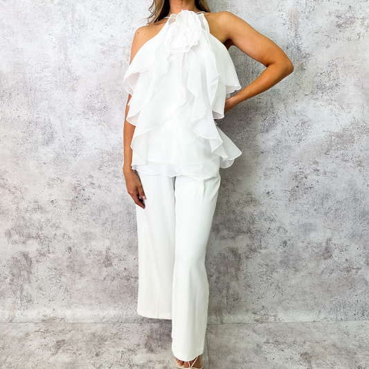 Blusa de organza olanes blanca.