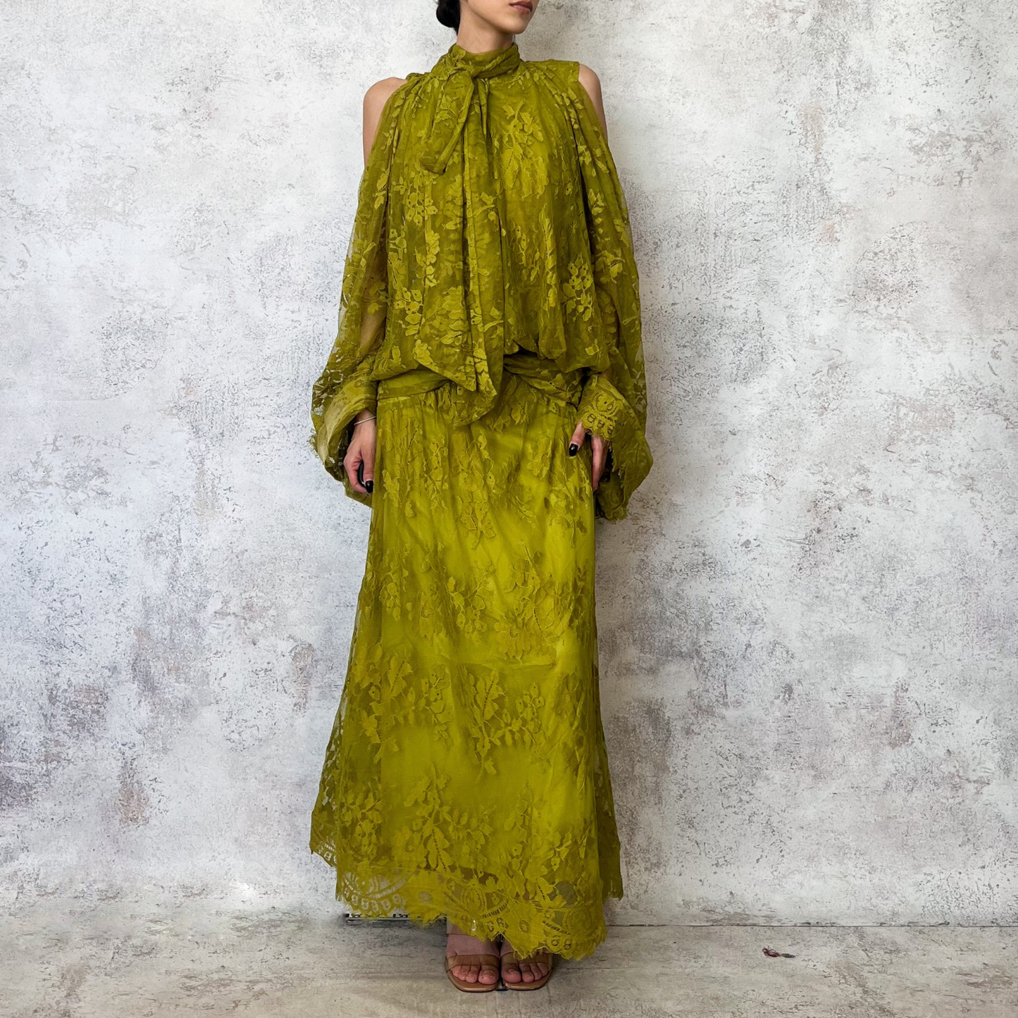 Vestido verde limon de encaje