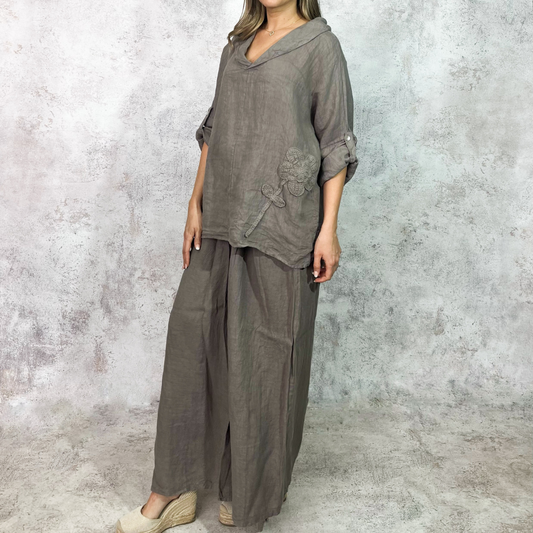 Conjunto de Lino color taupe