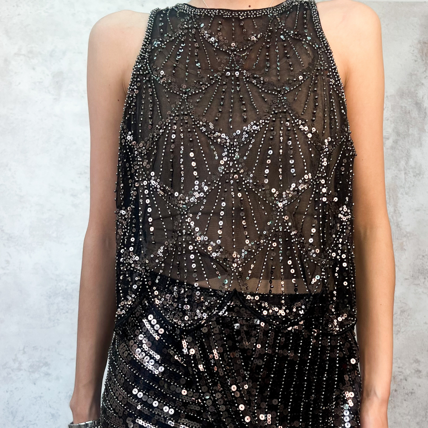 Crop top de lentejuela bronce