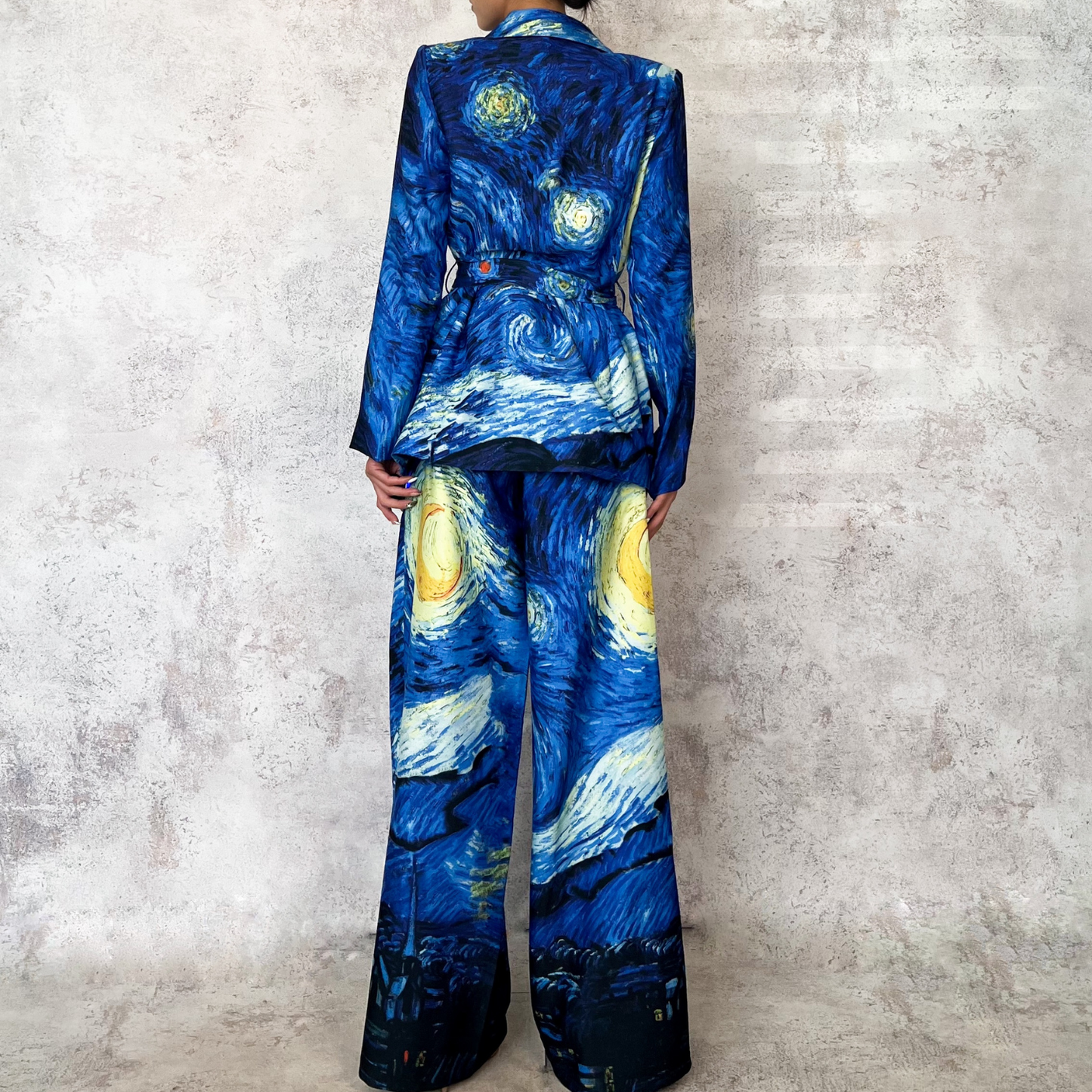 Traje sastre estampado azul