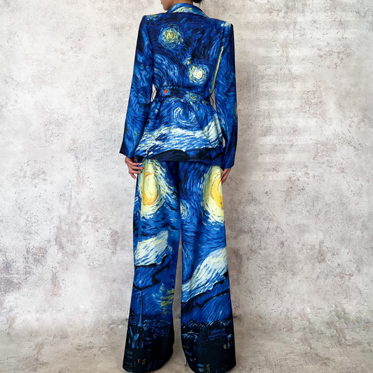 Traje sastre estampado azul