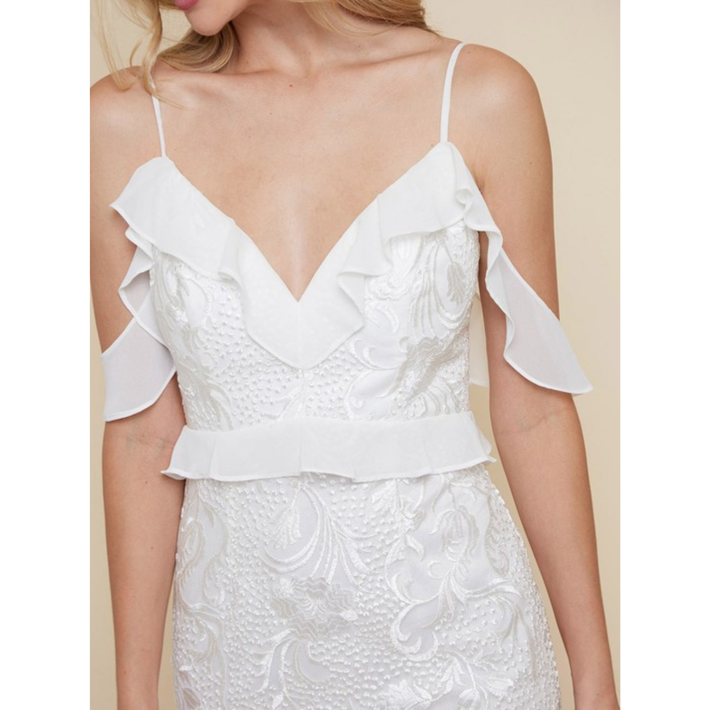 VESTIDO MIDI ENCAJE BLANCO