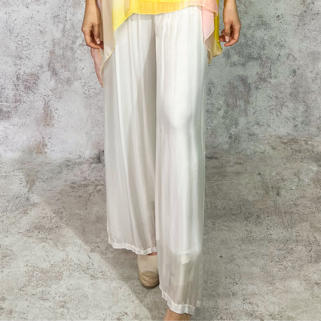 Pantalon crema seda italiana