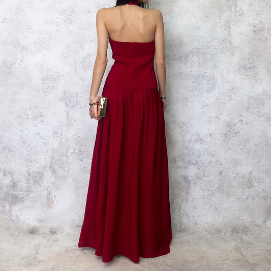 Vestido tejido en punto fino color rojo