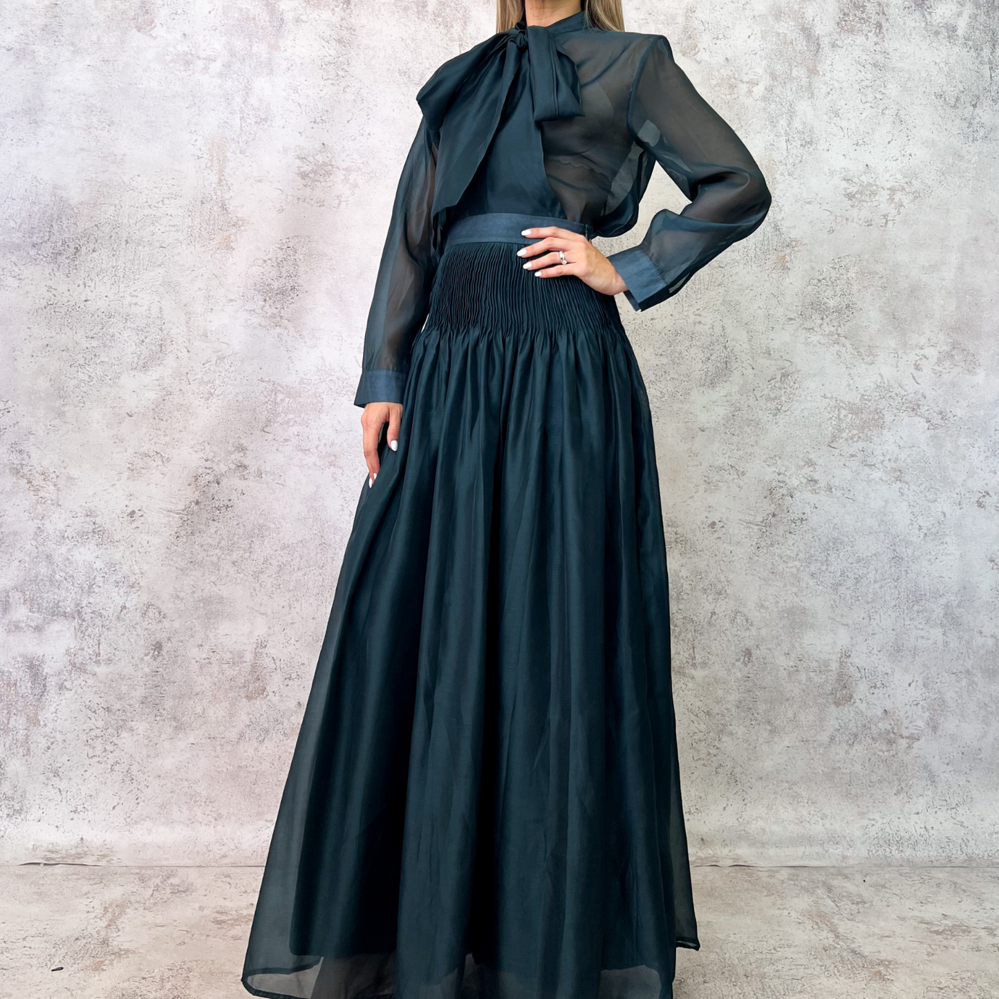 Conjunto verde de dos piezas organza ligera