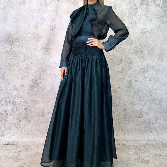 Conjunto verde de dos piezas organza ligera