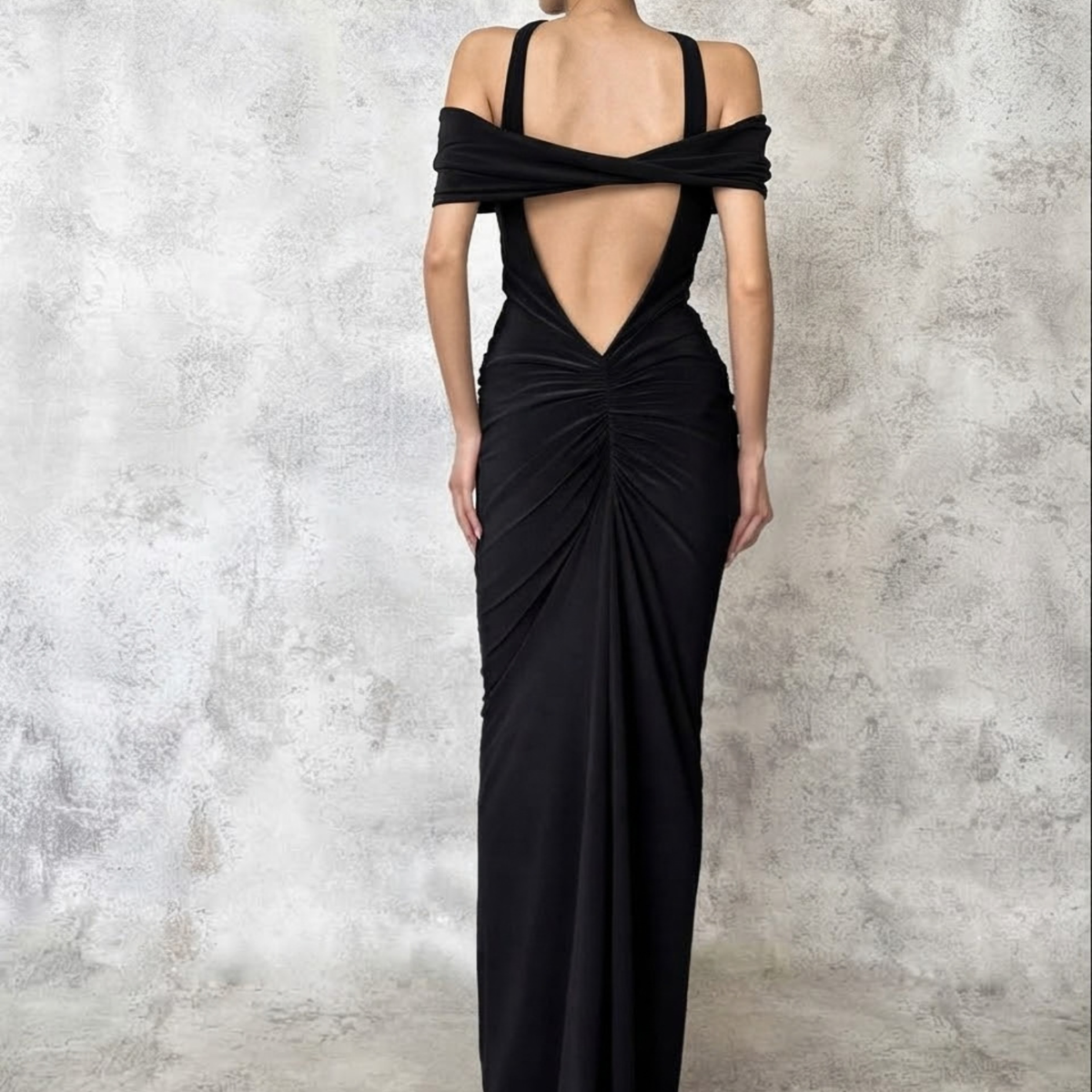 Vestido largo de choker negro
