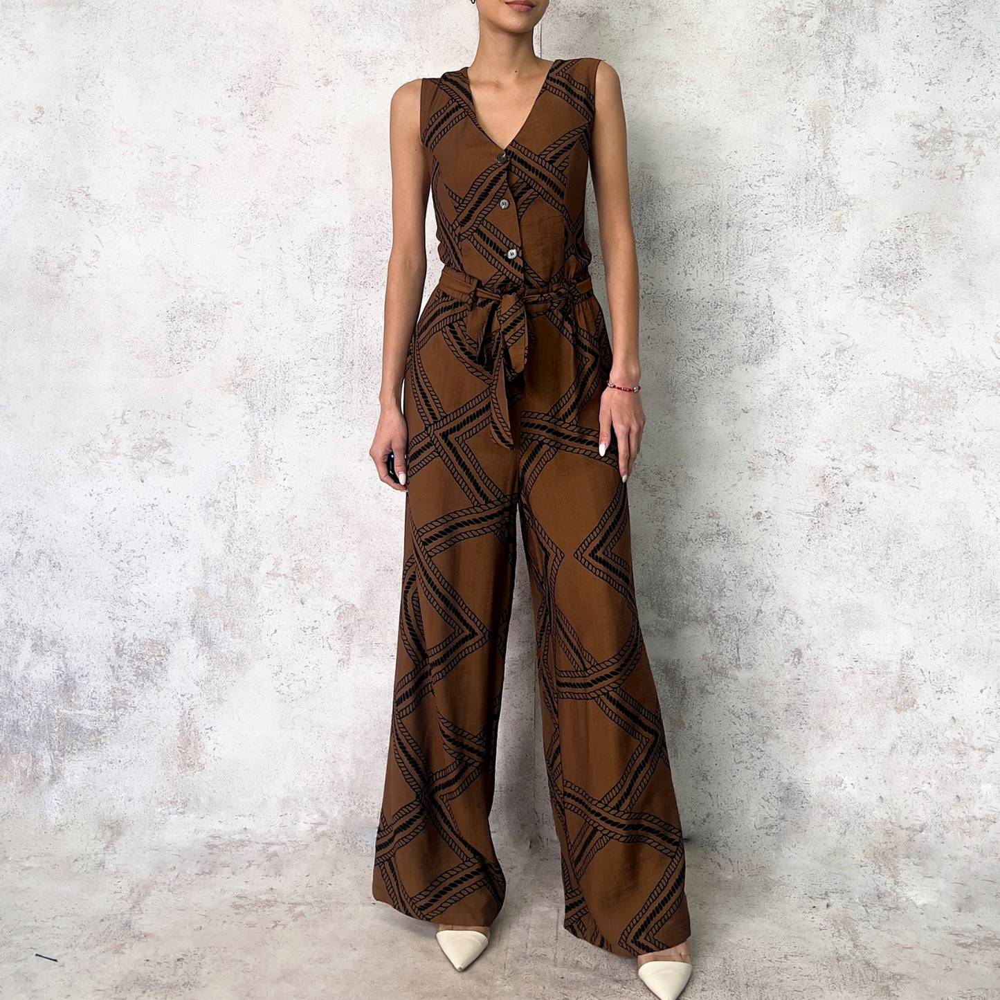 Jumpsuit cafe estampado