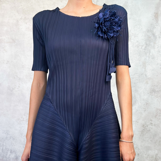 Vestido midi en corte A azul