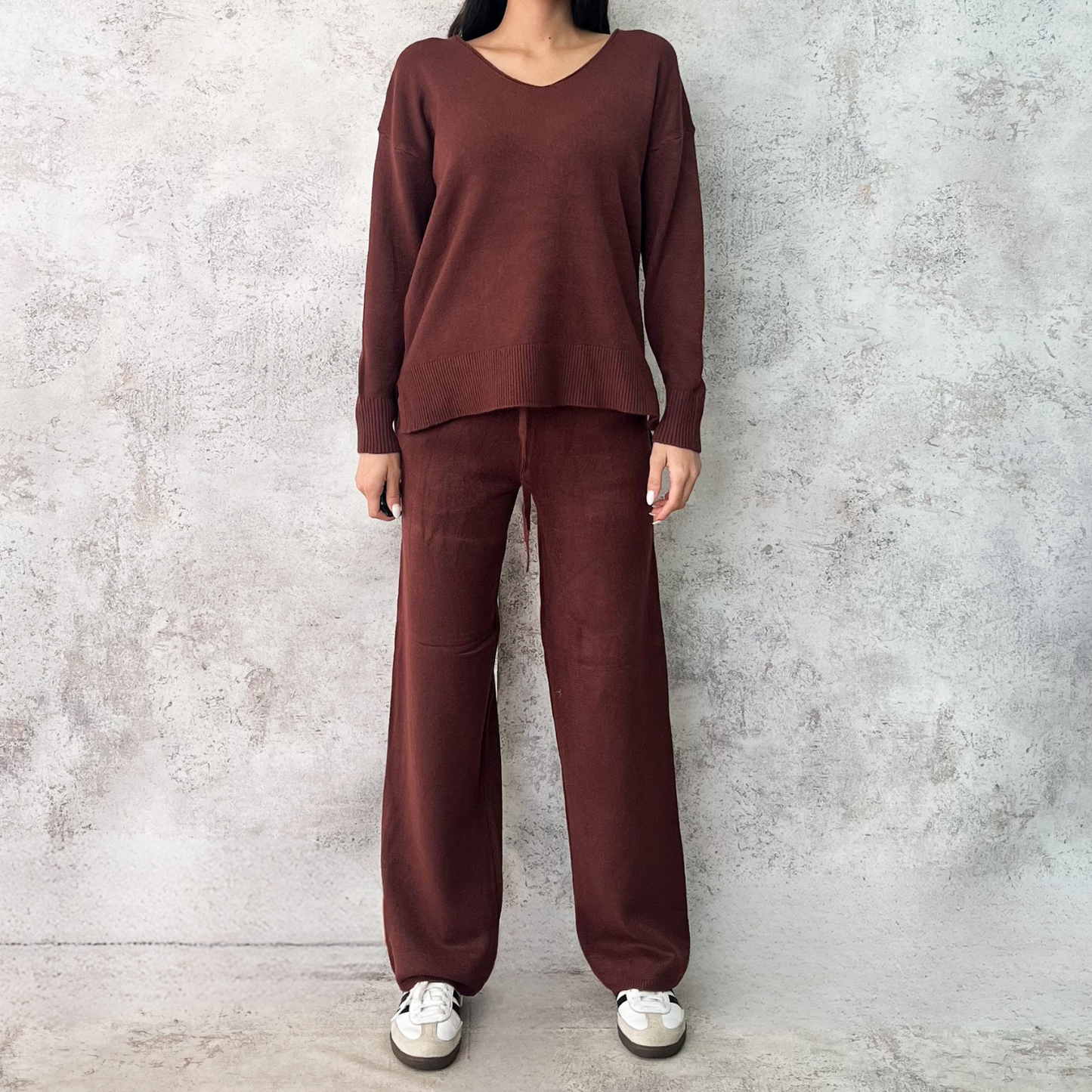 Set tejido cereza cuello V