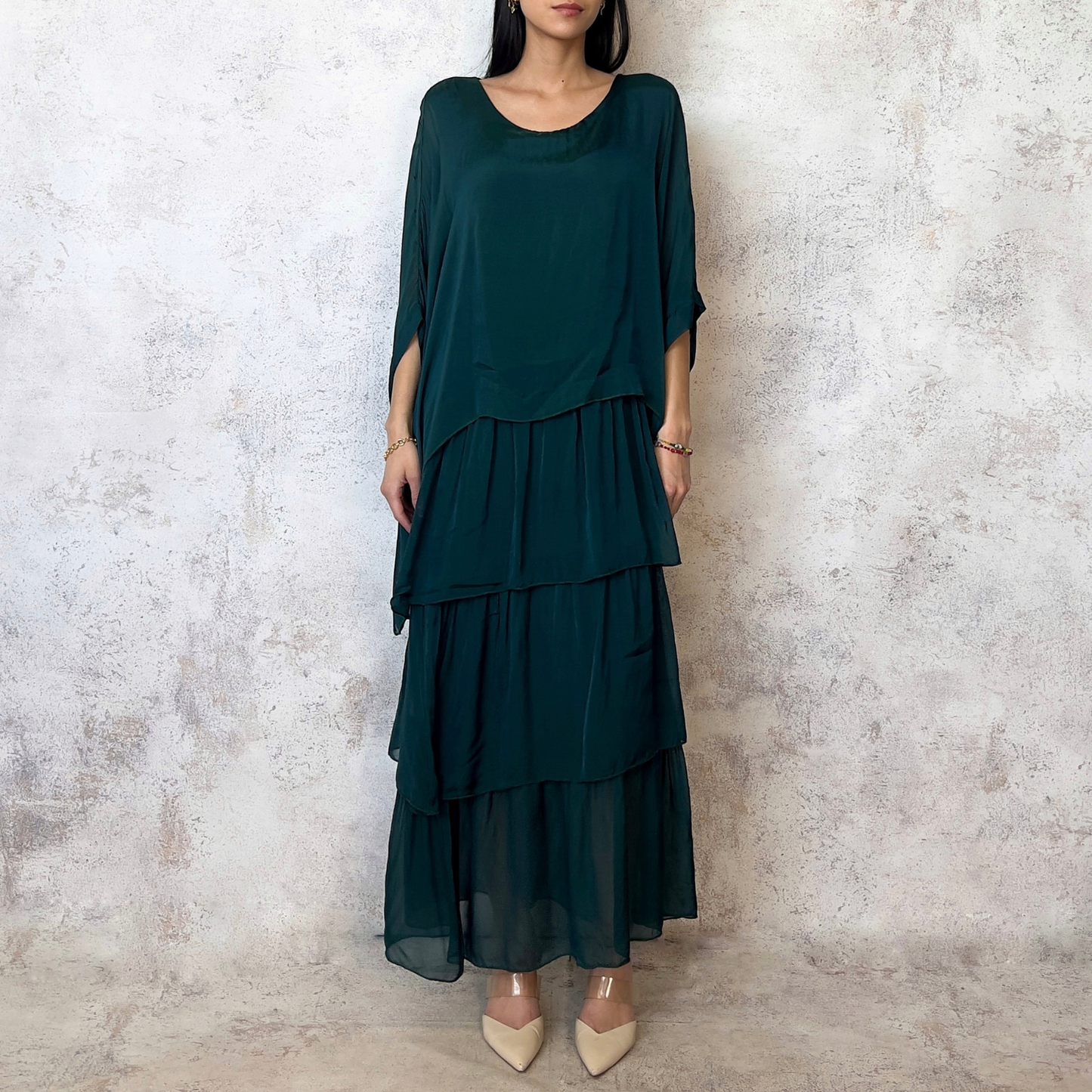 Vestido verde seda italiana