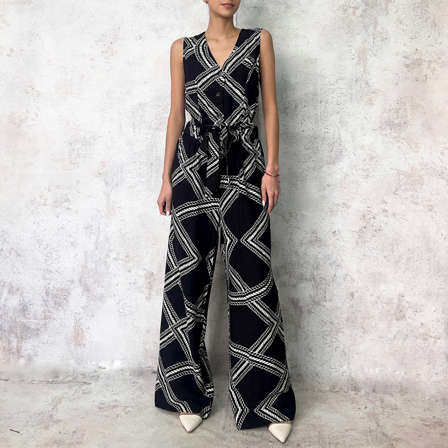 Jumpsuit negro estampado