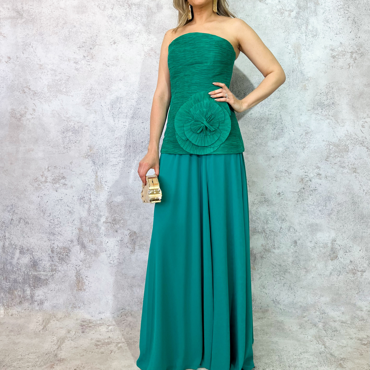 Conjunto de falda y cinturilla verde