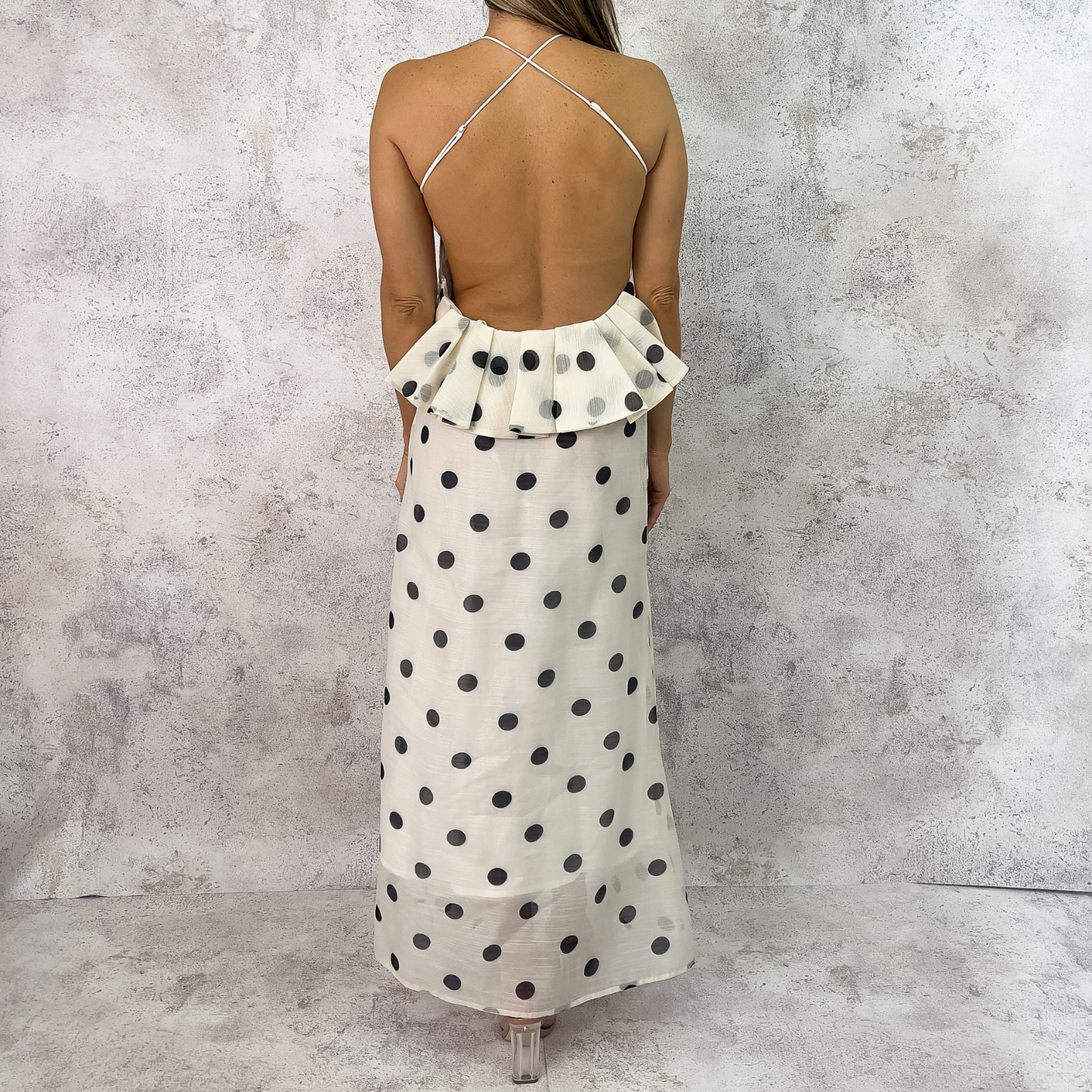 Vestido polkadots blanco lunares negros