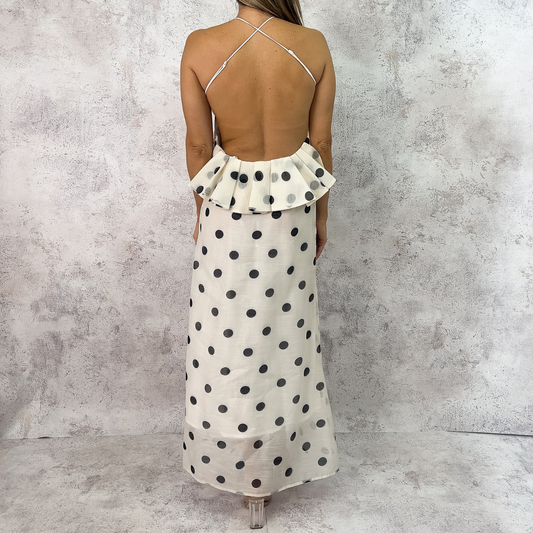 Vestido polkadots blanco lunares negros