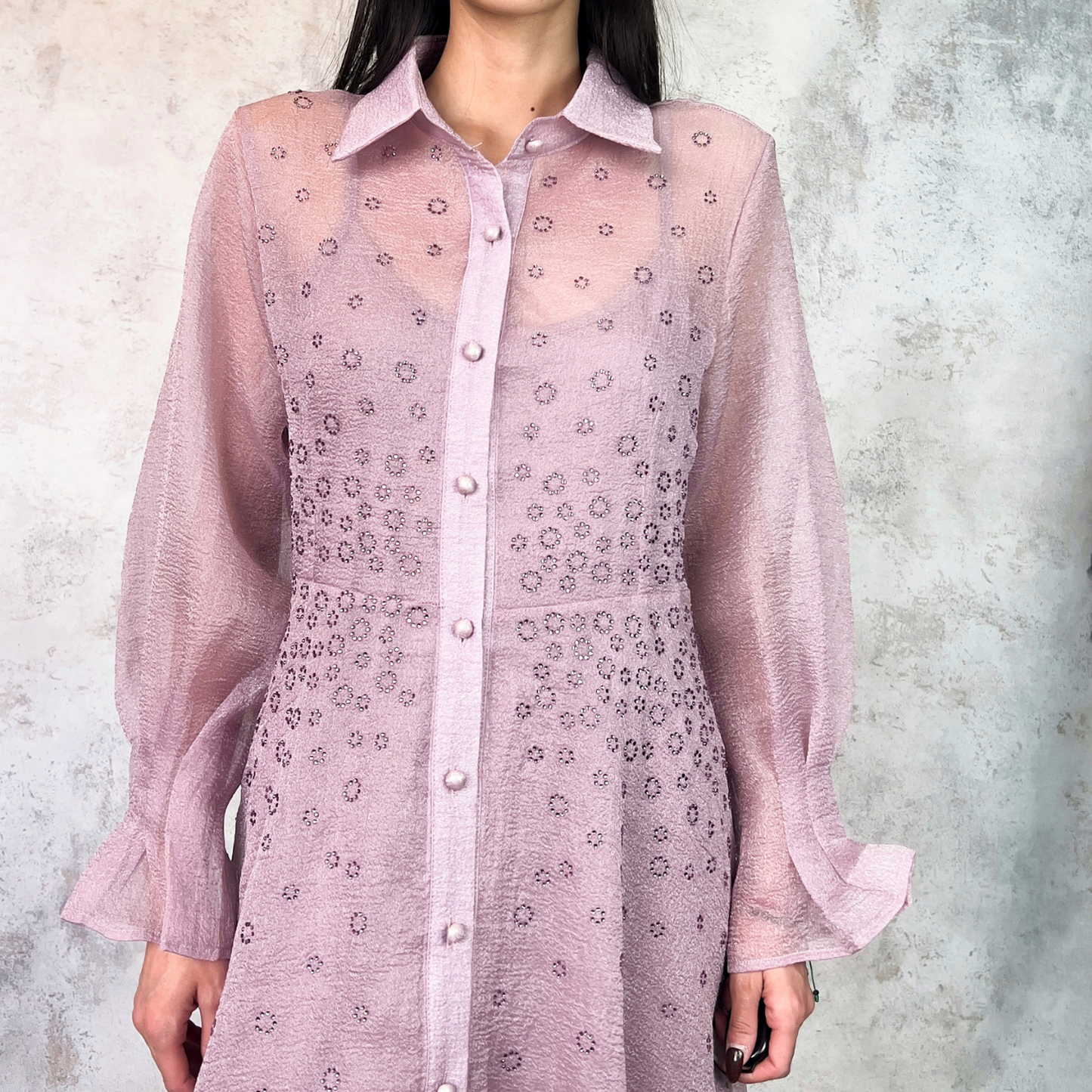 Vestido midi lavanda de tul