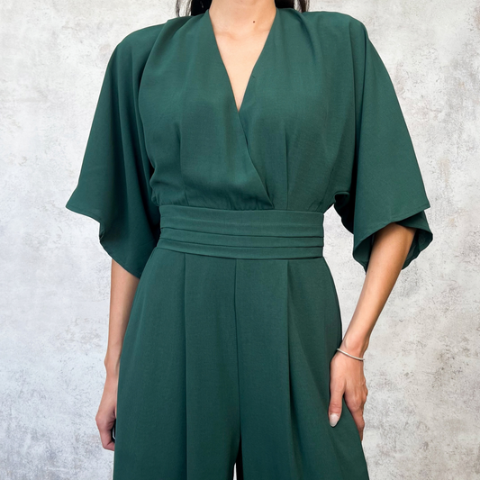 Jumpsuit mangas campana verde