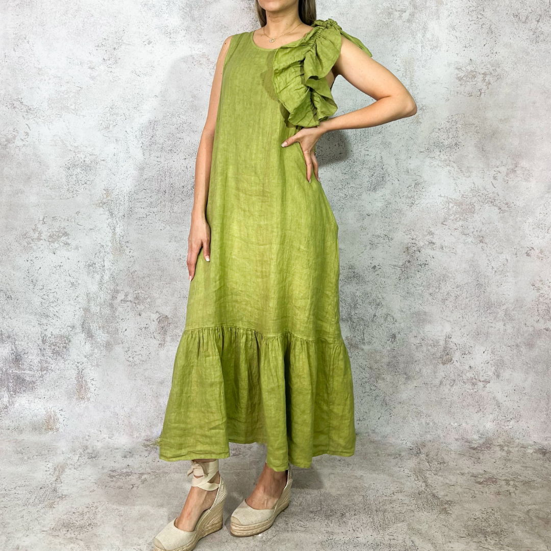 Vestido midi de lino lima