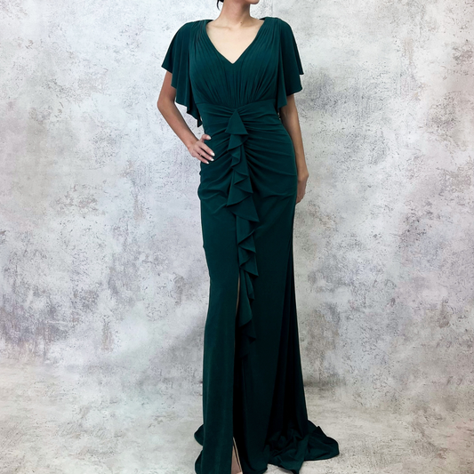 Vestido largo manga corta verde