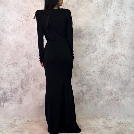 Vestido largo negro de licra