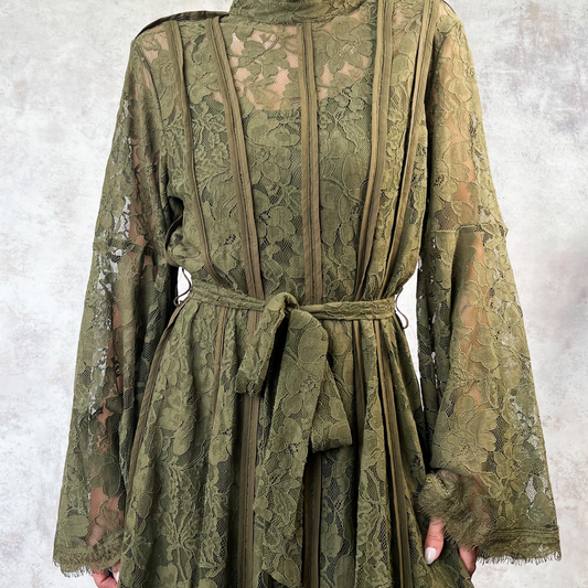 Vestido encaje verde olivo
