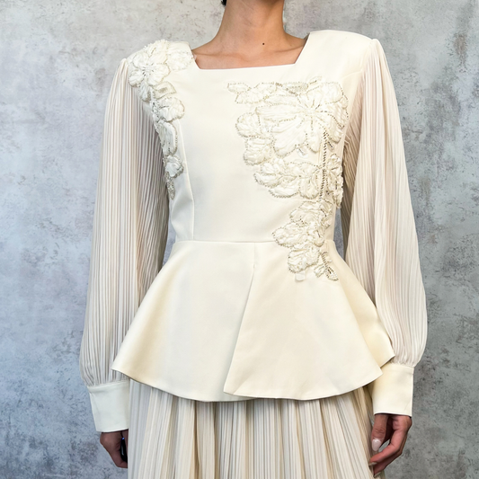 Set falda y blusa peplum ivory