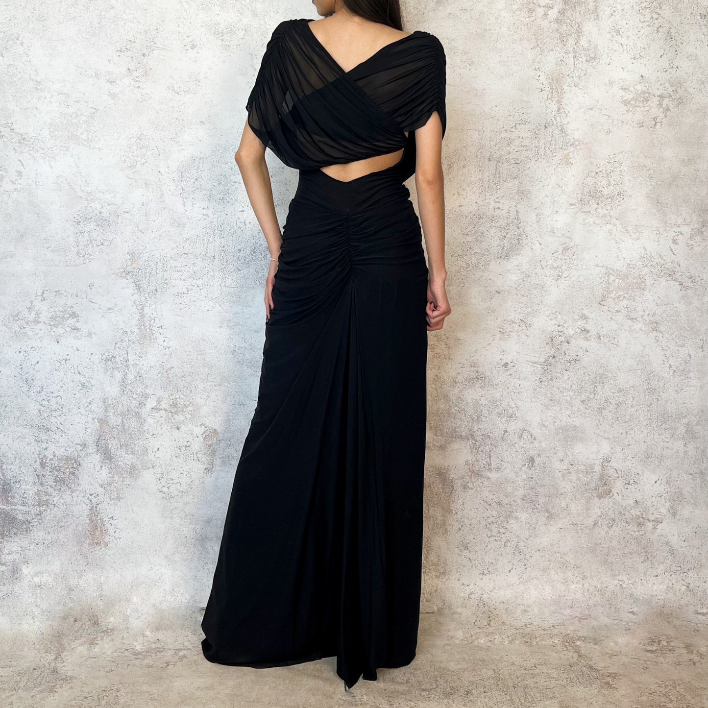 Vestido largo de mesh negro