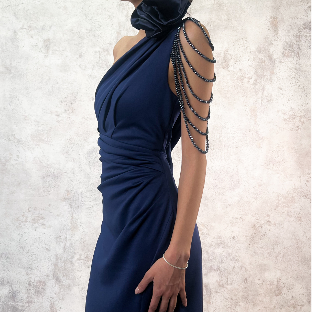 Vestido largo azul marino