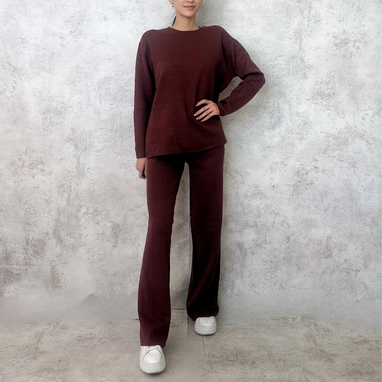 Set de punto fino costuras cereza