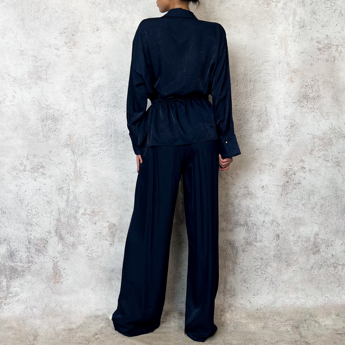 Conjunto azul tela satinada