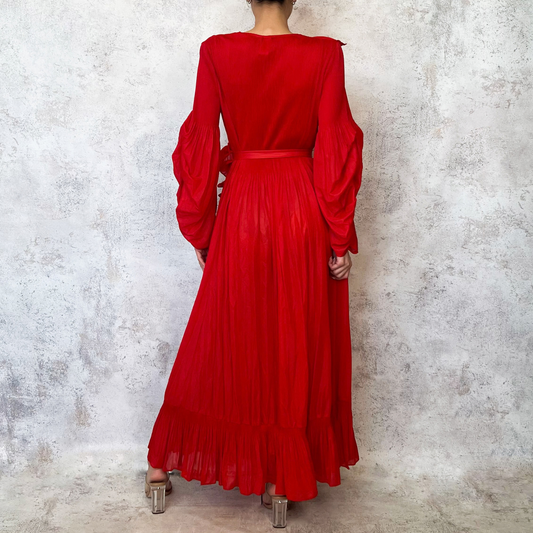 Vestido midi asimetrico rojo