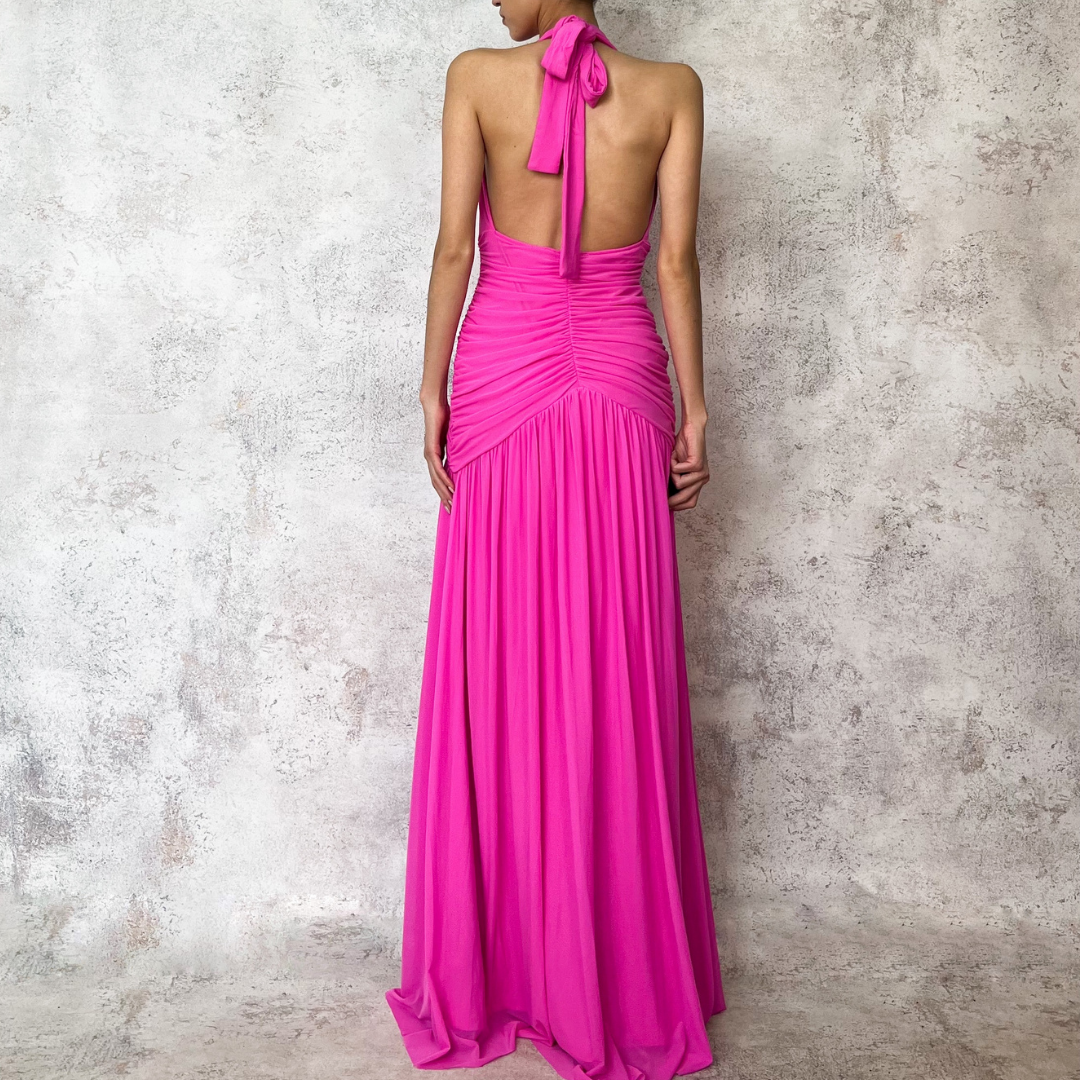 Vestido largo rosa fuschia