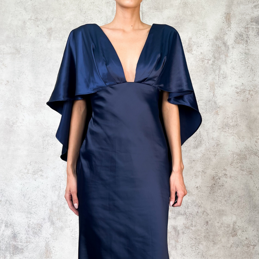 Vestido largo azul marino