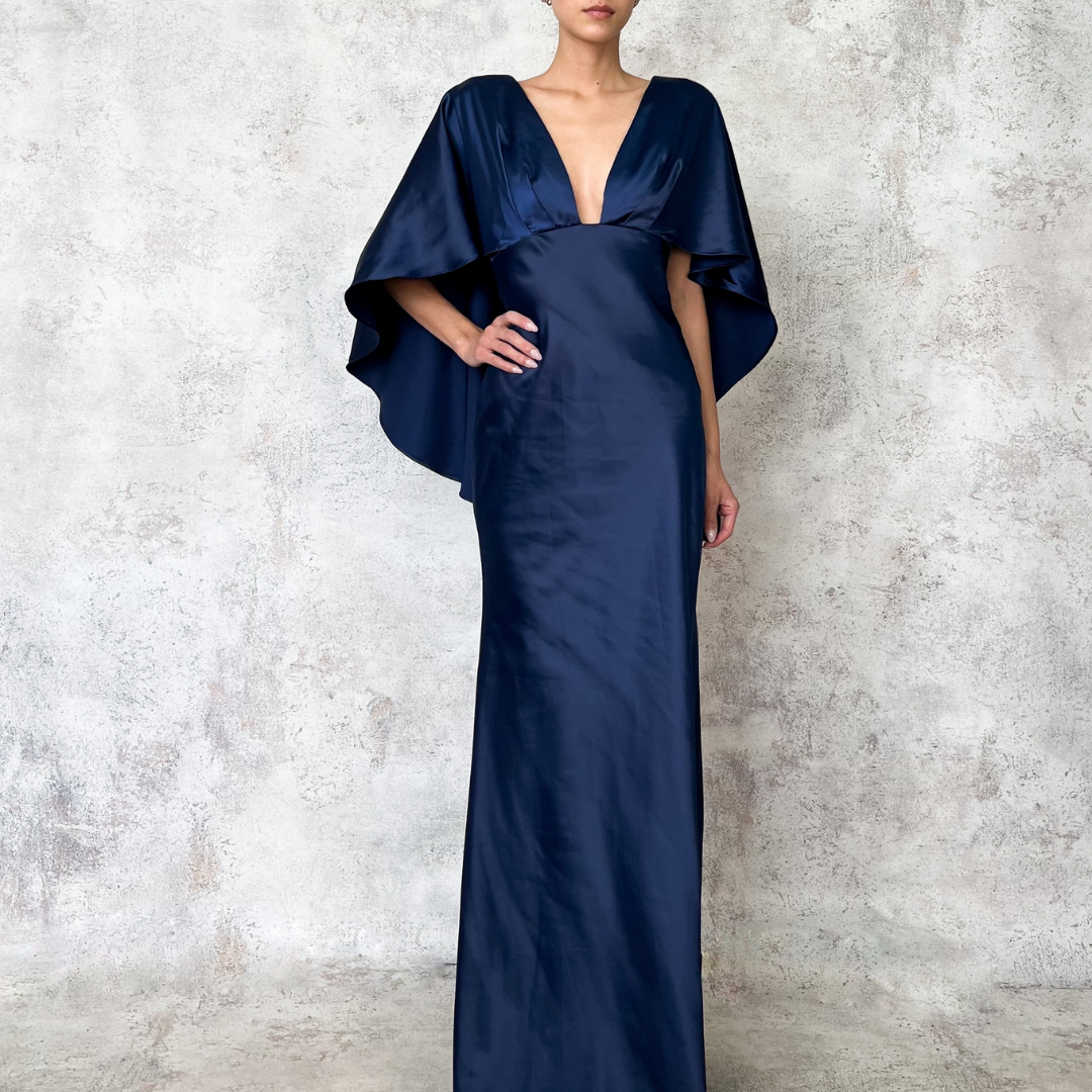 Vestido largo azul marino