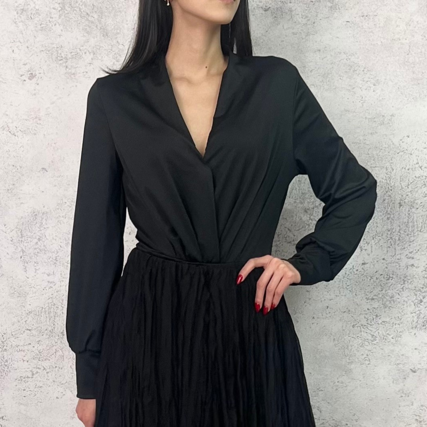 Body de licra manga larga negro